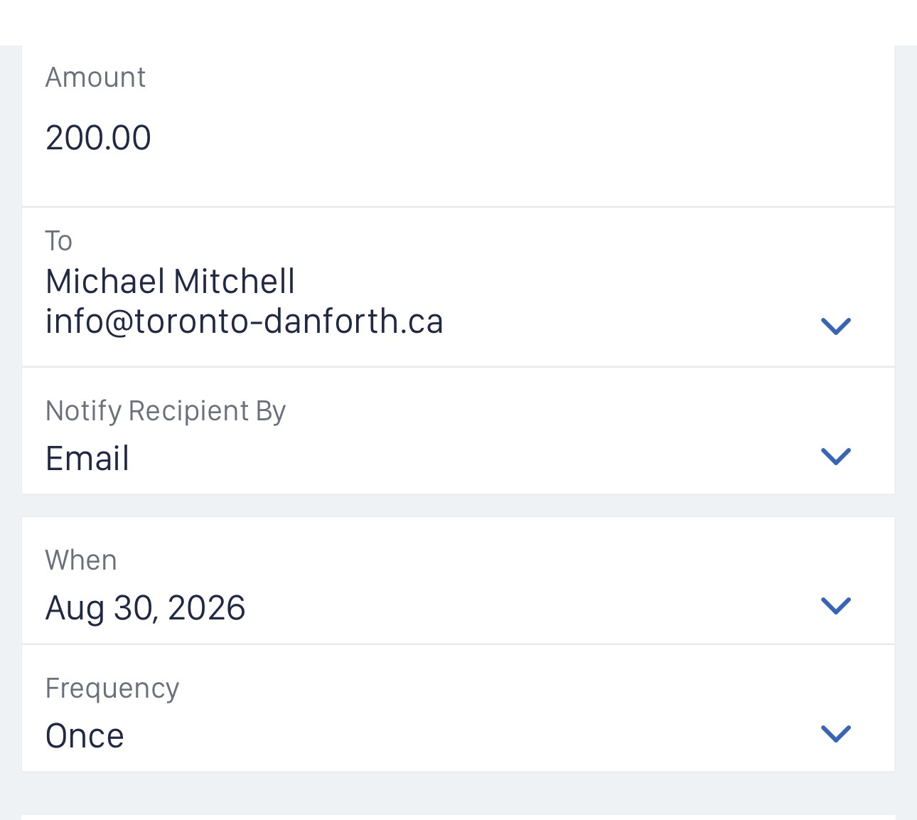 Step 2: Make the e-transfer